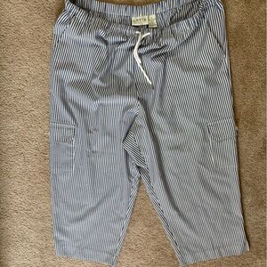 Orvis Women’s Blue and White Striped Nautical Wide-Leg Relaxed Fit Pants Size XL